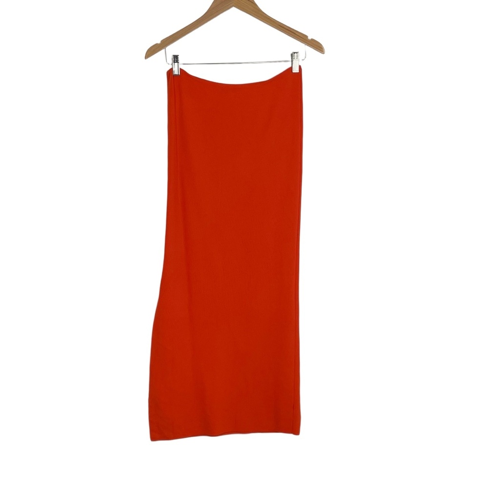 House Of Harlow 1960 Women's Orange Vibrant Side Slit Pencil Midi Skirt Size S